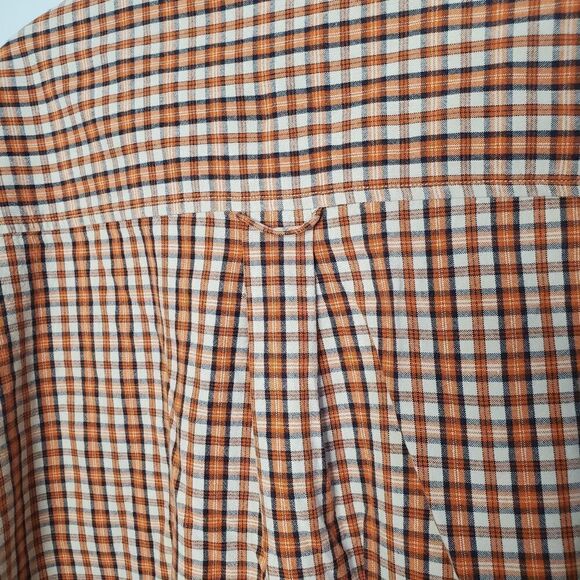 Charter Club L 100% Cotton Orange White Plaid Long Sleeve Button Down Shirt - Picture 6 of 10